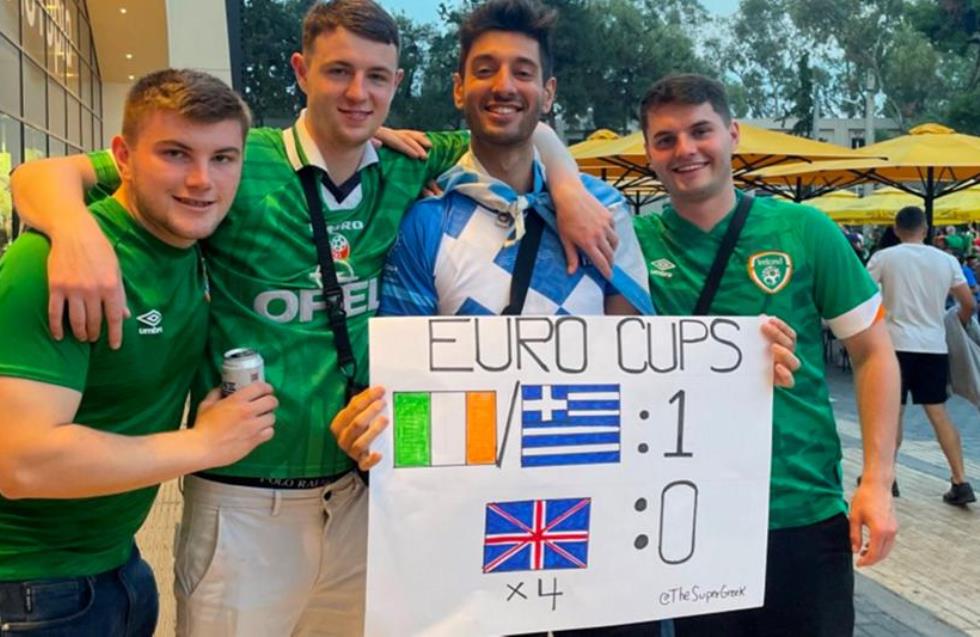 Ιρλανδοί και Έλληνες τρολάρουν τους Άγγλους για το... Euro έξω από την OPAP Arena!
